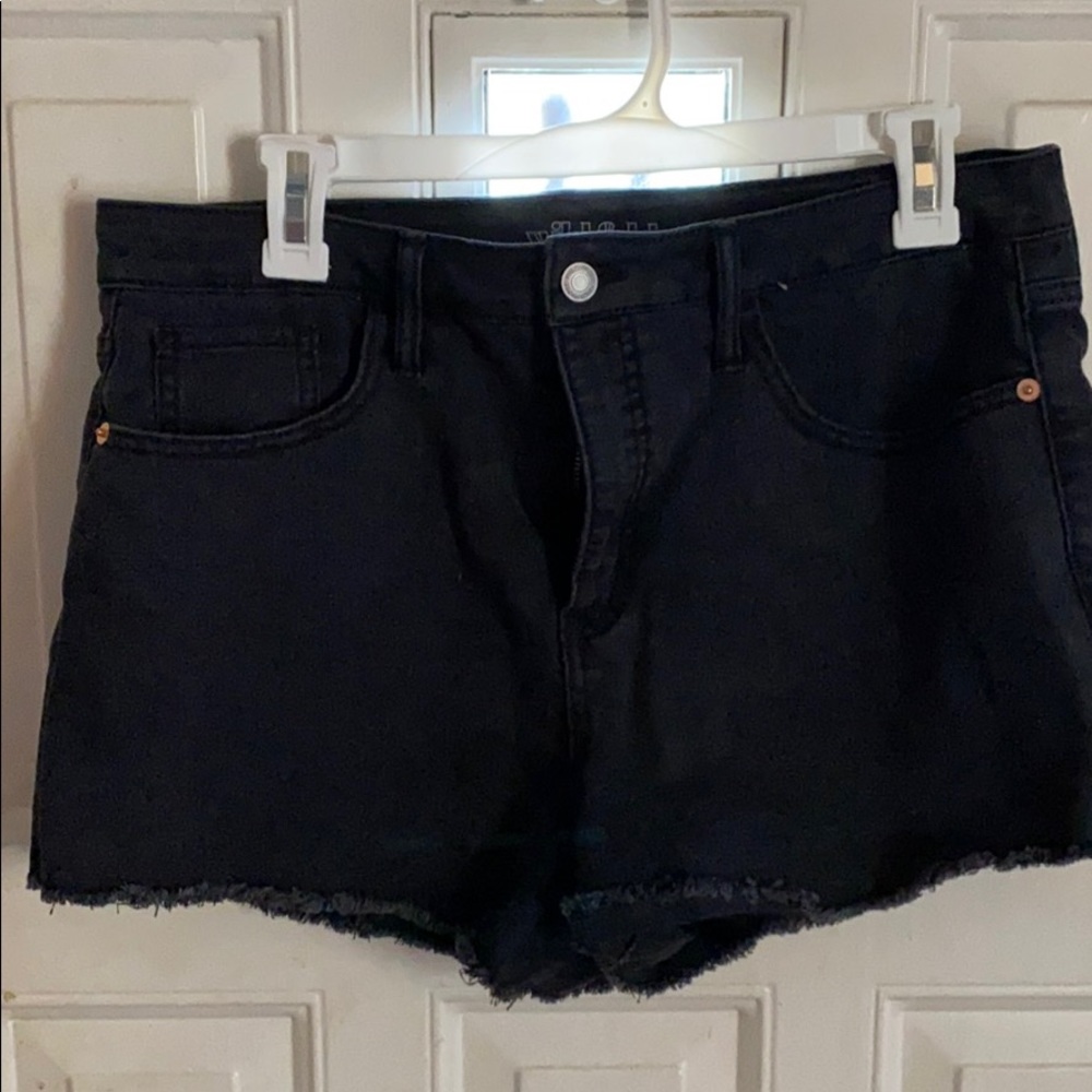 black denim shorts